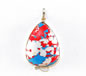 Red Blue & White Calsilica Drop Sterling Silver Pendant